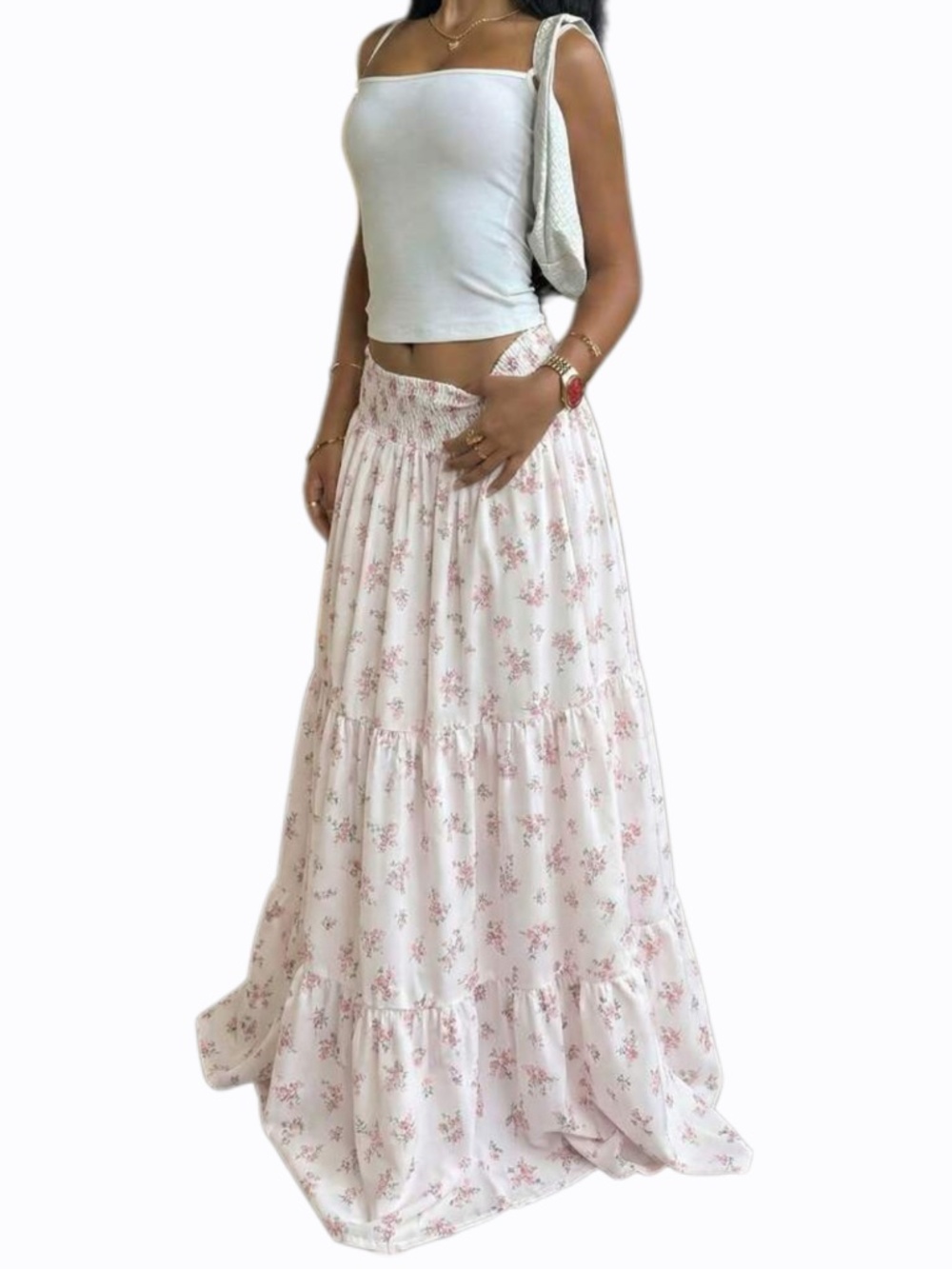 SHEIN EZwear Plus Size Loose Ditsy Floral Skirt